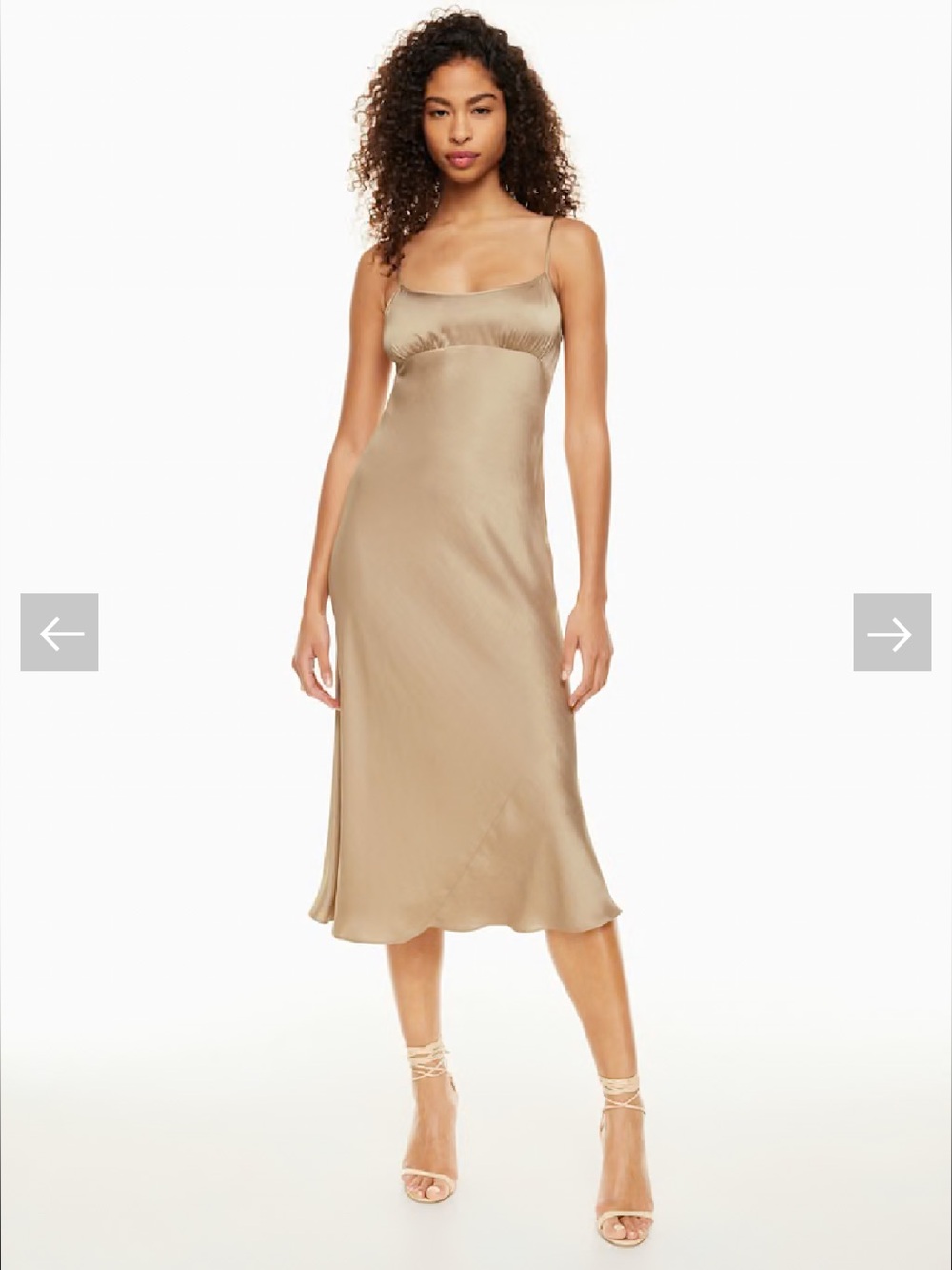 Wilfred Aritzia Landscape Effortless Satin midi Dress neutral Champgne